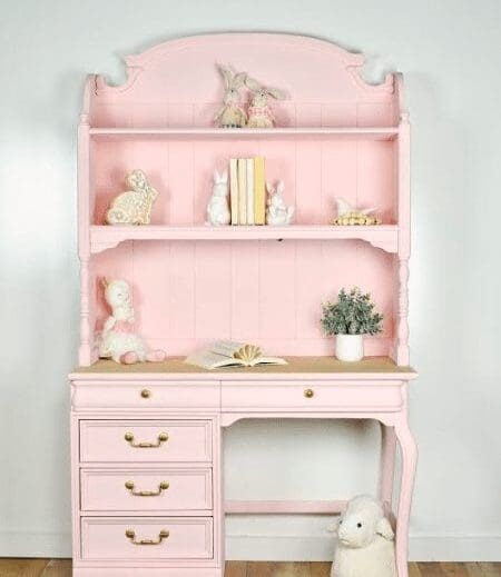 child's dresser painted in mellow pink clay