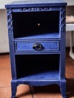 small night stand painted with royal blue clay furniture paint