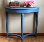small decorative nightstand painted in blue gray clay furniture paint