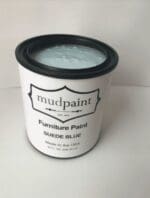 open container of light blue clay furniture paint