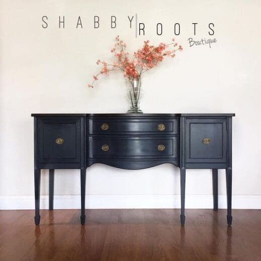 sideboard painted in charcoal dark gray clay furniture paint