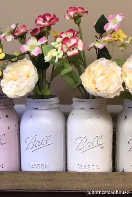 painted and distressed mason jars with MudPaint Clay furniture paint