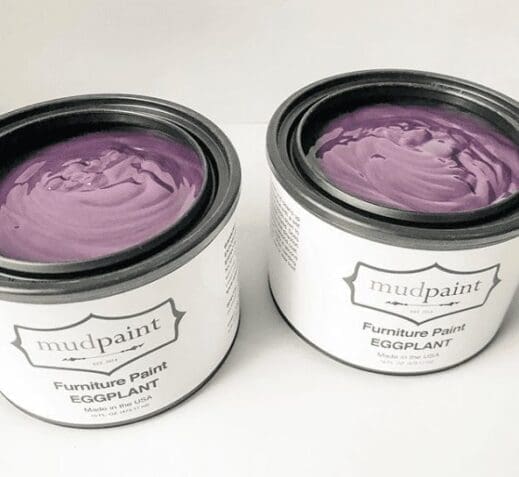 open containers of mudpaint eggplant clay furniture paint