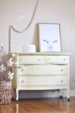 large dresser painted in straw light yellow Mudpaint clay furniture paint