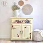 a small nightstand painted in straw, light yellow mudpaint clay furniture paint