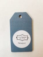 Small wooden tag hand painted with blue gray clay furniture paint