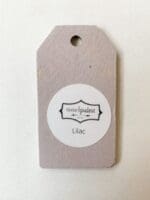 Small wooden tag hand painted with light purple clay furniture paint