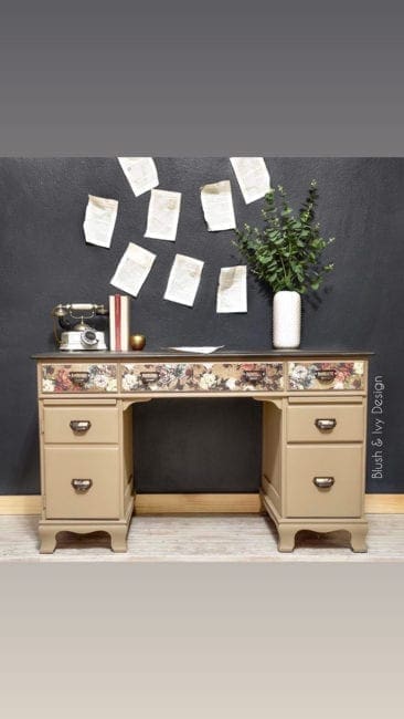 large desk painted with brown clay furniture paint