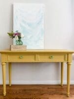 small desk painted with butternut yellow clay furniture paint