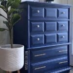 large dresser painted in royal blue clay furniture paint