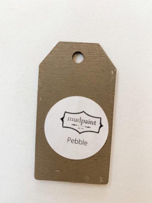 Small wooden tag hand painted with pebble clay furniture paint