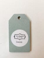 Small wooden tag hand painted with seaside clay furniture paint