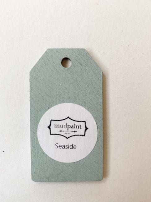 Small wooden tag hand painted with seaside clay furniture paint