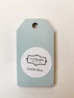 Small wooden tag hand painted with light blue clay furniture paint