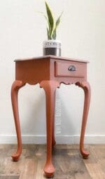 corner nightstand painted in orange brown clay furniture paint