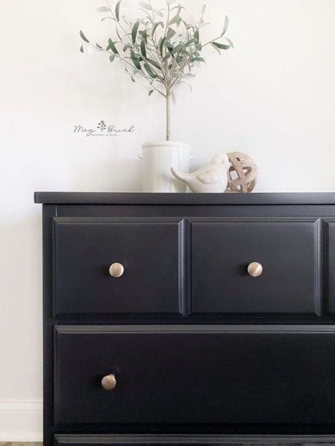 large dresser and chest of drawers that has been painted with MudPaint black clay furniture paint