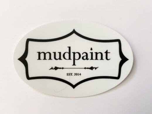sticker of Mudpaint branded logo over white backdrop