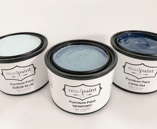 picture of various shades of blue mudpaint clay furniture paint