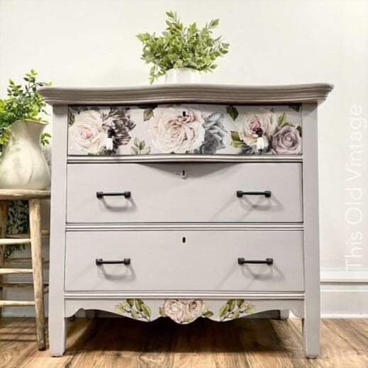 small desk painted with light gray clay furniture paint