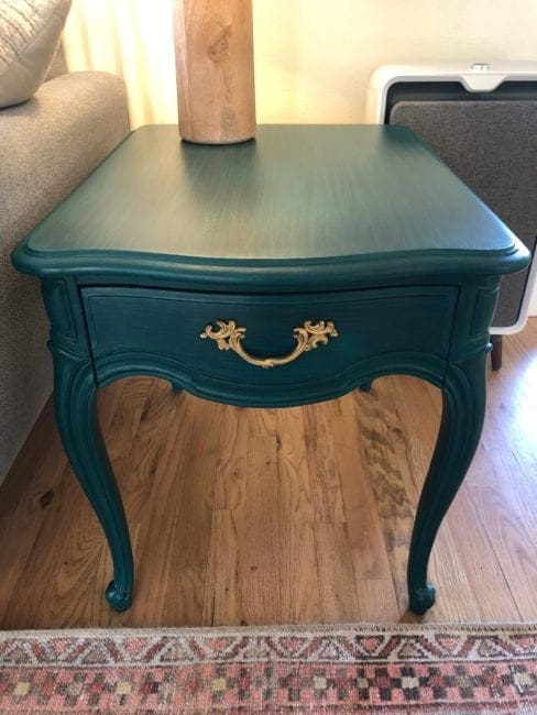 night stand painted in forest green clay furniture paint