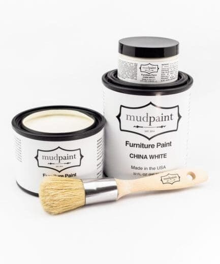 various containers of china white clay furniture paint by MudPaint