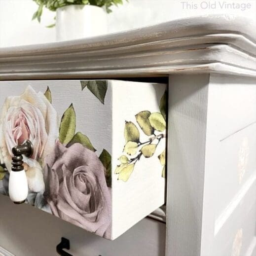small desk painted with light gray clay furniture paint