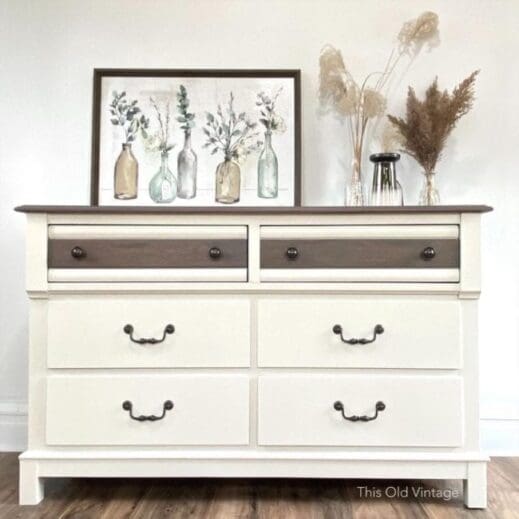 dresser painted in off white china white clay furniture paint by MudPaint