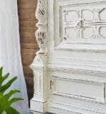 bed headboard painted in pure white clay furniture paint by MudPaint