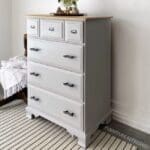 dresser painted in MudPaint light gray furniture paint