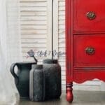 small dresser painted in red clay furniture paint color by MudPaint