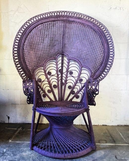 large chair painted in dark purple eggplant clay furniture paint
