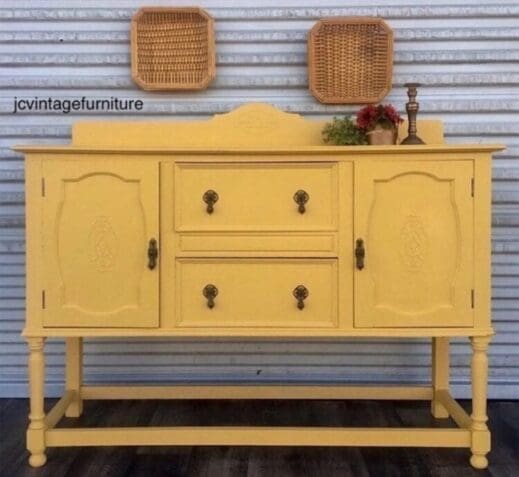 dresser painted in dark yellow clay furniture paint
