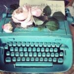 typewriter painted with turquoise clay furniture paint by MudPaint