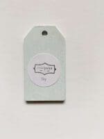 light sky blue hand painted wooden tag from mudpaint clay furniture paint