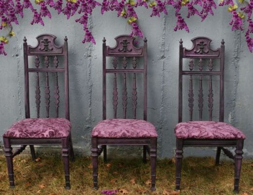 Chair planted in Eggplant clay furniture paint by MudPaint