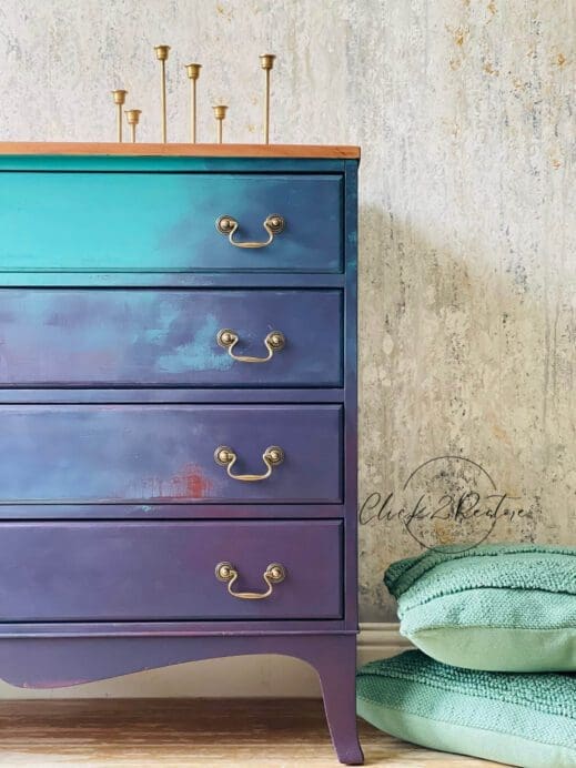 Dresser drawer set blended in with purpley jammy eggplant clay furniture paint by MudPaint