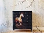 Large Bureau dresser cabinet painted in dark gray charcoal clay furniture paint by MudPaint