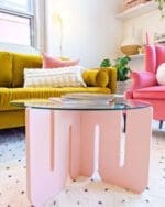 Decorative small table painted in light pink clay furniture paint by MudPaint