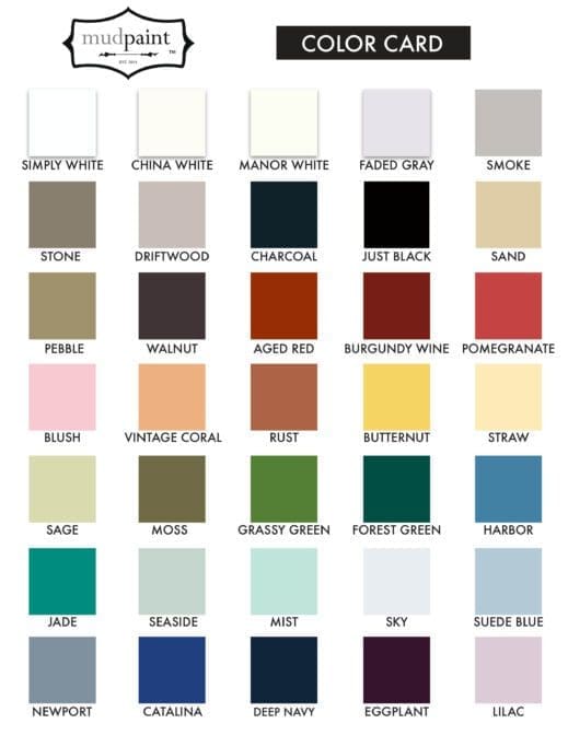 Color Card of the 35 Clay Furniture Paint colors