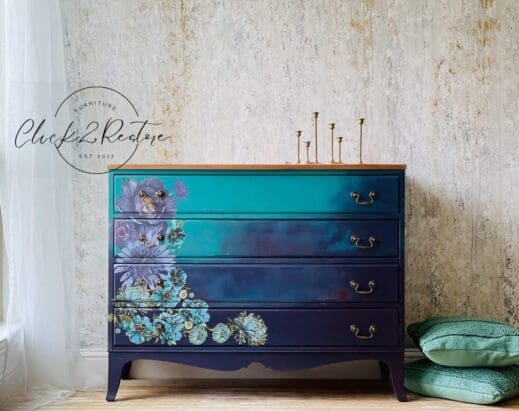 Dresser drawer set blended in with purpley jammy eggplant clay furniture paint by MudPaint