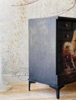 Large Bureau dresser cabinet painted in dark gray charcoal clay furniture paint by MudPaint
