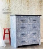 Large dresser cabinet painted in suede blue light blue clay furniture paint by MudPaint