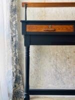 Antique architect desk painted in dark grey charcoal clay furniture paint by MudPaint