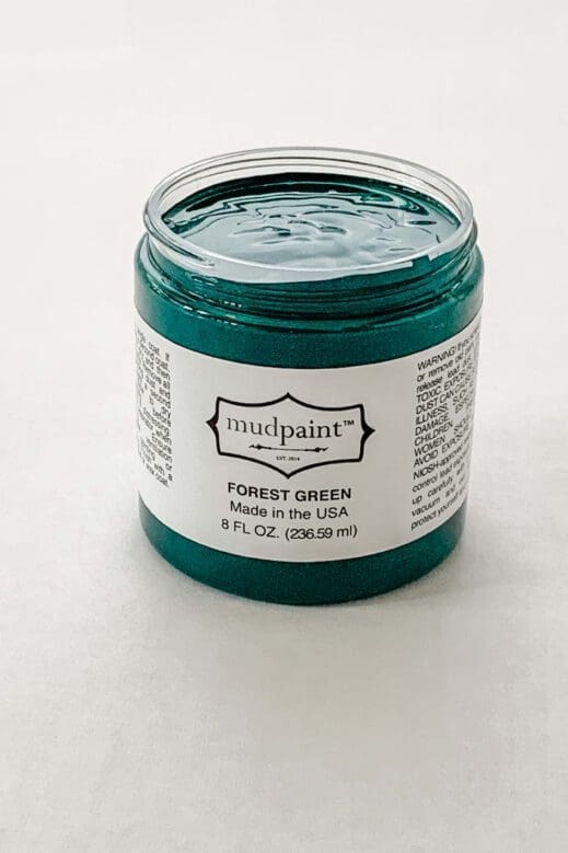 8 oz container of dark emerald forest green clay furniture paint by MudPaint