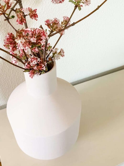 vase painted in light rose colored clay furniture paint by MudPaint