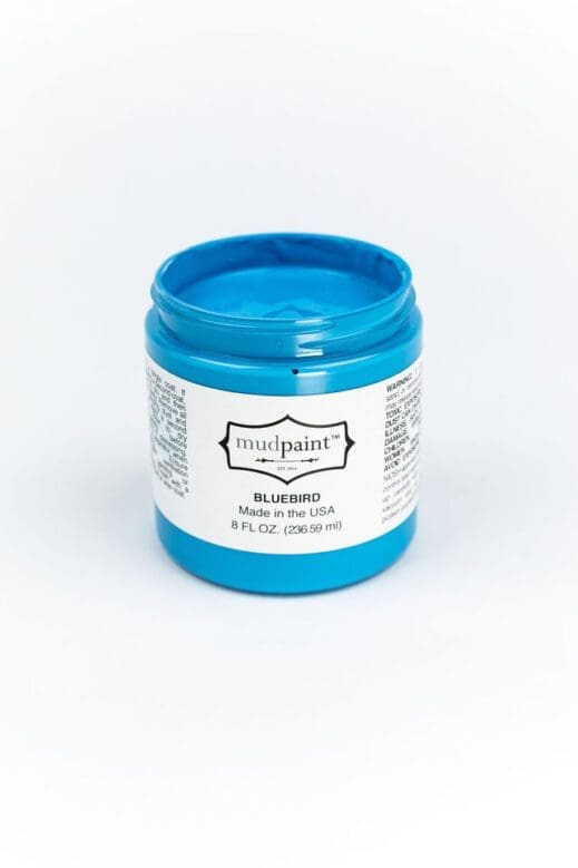 8 ounce container of azure bright blue furniture paint bluebird