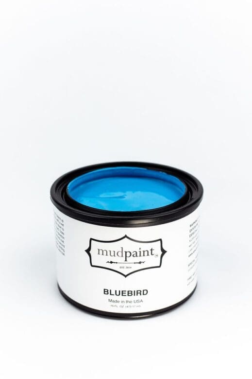 pint container of azure bright blue clay furniture paint bluebird