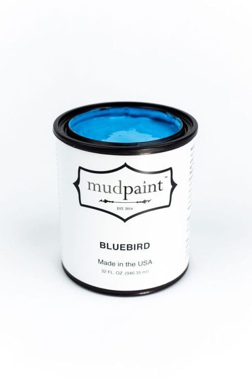 Quart container of bluebird mudpaint clay furniture paint
