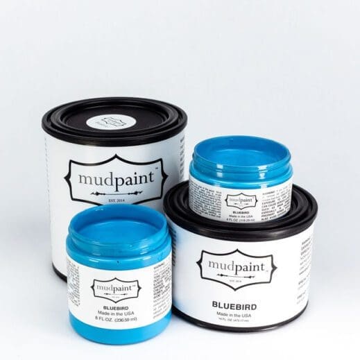 assorted containers of bluebird mudpaint clay furniture paint