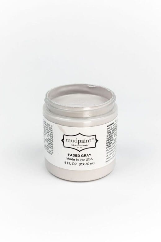 8 ounce container of faded gray clay furniture paint